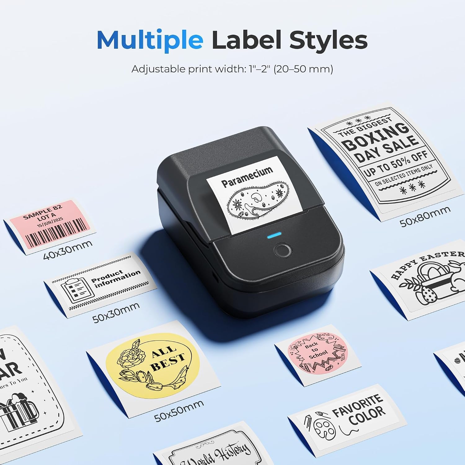 Portable thermal label printer — detail