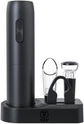 Electric Wine Opener Set, 5 in 1 Rechargeable Automatic Electric Corkscrew with Charging Base, Foil Cutter, Wine Pourer & Vacuum Stopper, Electric Wine Bottle Opener for Home Bar & Wine Lovers