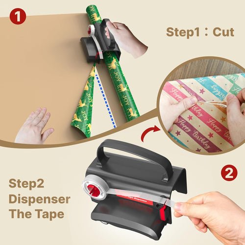 Gift wrap cutter and tape dispenser — detail