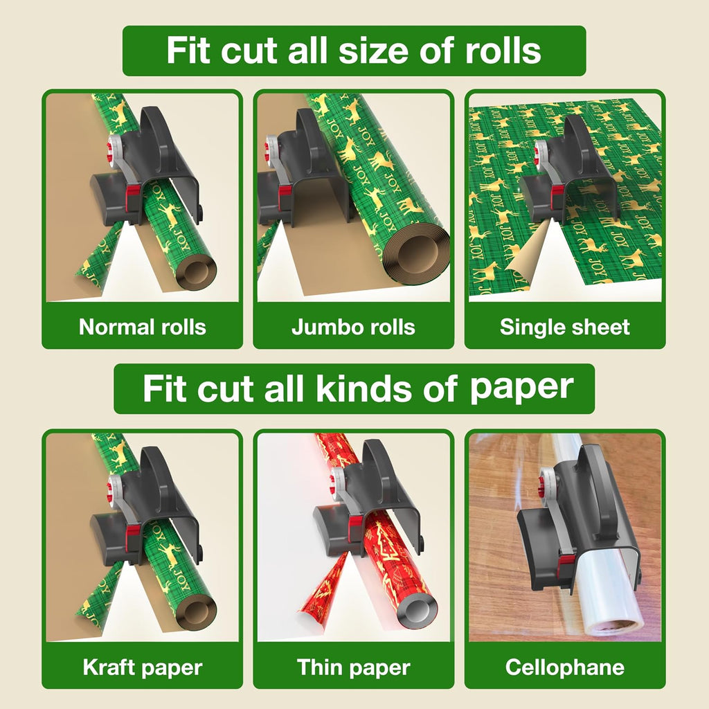 Gift wrap cutter and tape dispenser — detail