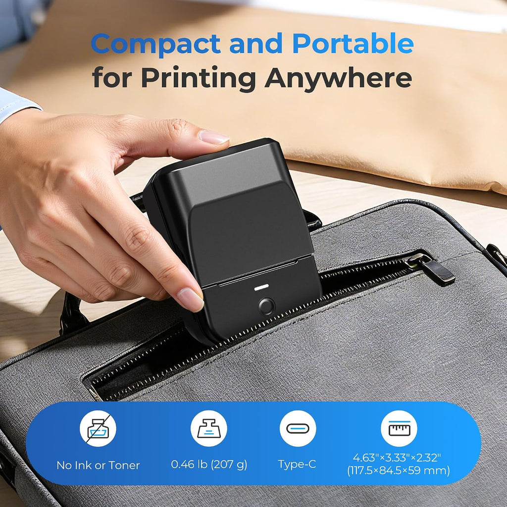 Portable thermal label printer — detail