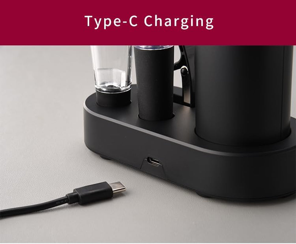 Electric Wine Opener Set, 5 in 1 Rechargeable Automatic Electric Corkscrew with Charging Base, Foil Cutter, Wine Pourer & Vacuum Stopper, Electric Wine Bottle Opener for Home Bar & Wine Lovers